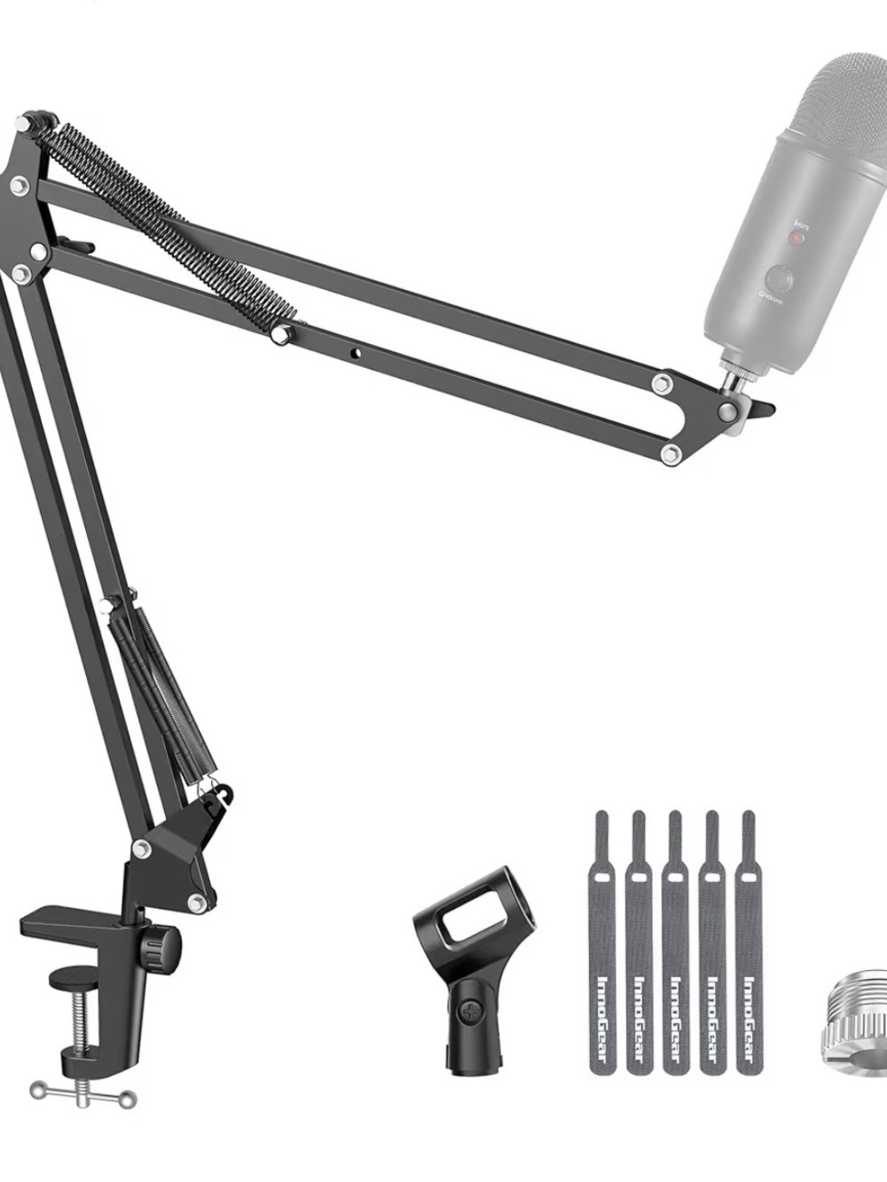 Adjustable Microphone Boom Arm with Screw Adapter (Black)